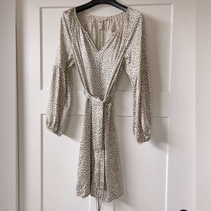 Banana Republic Heritage Silk Blend, Leopard Print Dress w/ Balloon Sleeves, Med